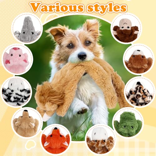 Sratte 10 Pcs Soft Dog Squeaky Toys No Stuffing Crinkle Dog Toy for Aggressive Chewers Durable Plush Teething Puppy Squeak Animals Chew for Small Medium Large Pets, 10 Styles (Cute Style) - style: Cute Style