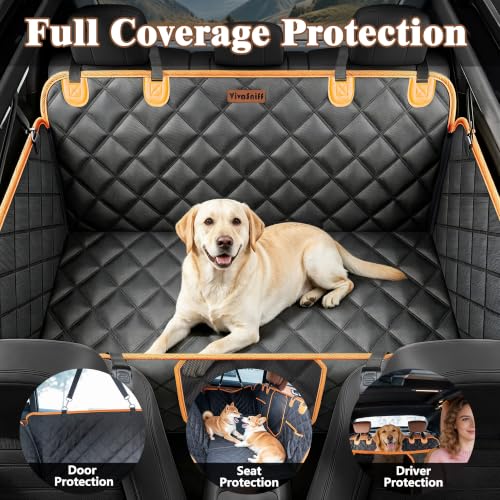 Dog Car Seat Cover for Back Seat – 900D Oxford Heavy Duty Hard Bottom Extender, Waterproof Dog Hammock with Mesh Window, Joint-Friendly Sponge Pad, Supports 600LBS – Fits Sedan/SUV - size: L-For Cars/ SUVs/ Small Truck