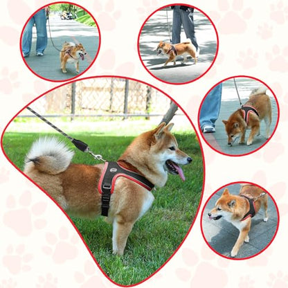 Dog Harness and Leash Set, No Pull Saddle Style Pet Harness, Breathable Mesh Adjustable Reflective Dog Vest for Medium Small Dogs Harness 2 D-Rings, Black, M - color: Black, size: M