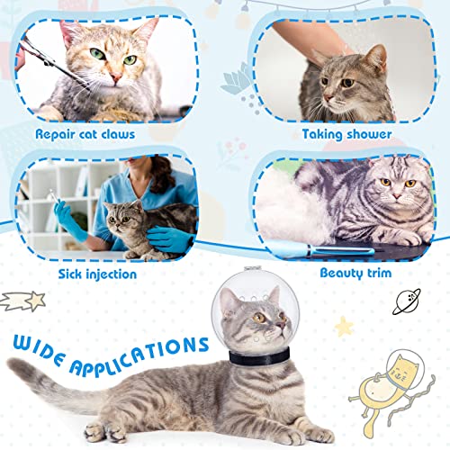 8 Pcs Cat Muzzle Set with Adjustable Cat Bathing Bag, Breathable Muzzle Pet for Shower Grooming Brush Tick Remover Tool Nail Clipper Nail File for Dog, Bunny Cleaning Trimming(M Size,Blue) - size: M Size