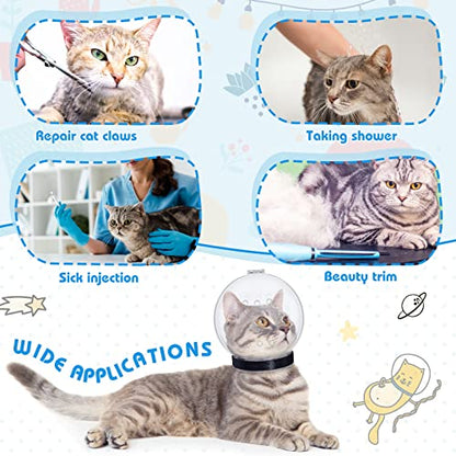 8 Pcs Cat Muzzle Set with Adjustable Cat Bathing Bag, Breathable Muzzle Pet for Shower Grooming Brush Tick Remover Tool Nail Clipper Nail File for Dog, Bunny Cleaning Trimming(M Size,Blue) - size: M Size