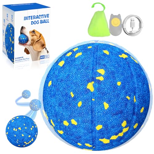Smart Dog Ball Interactive Dog Toy with Remote Control,Automatic Moving,Bouncing and Rotating 3 Modes,E-TPU Material Aggressive Chewers,IPX7 Waterproof,Rolling Ball for Large Medium Dogs - color: Blue