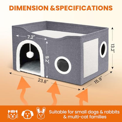 Indoor Heated Cat House, Adjustable Temperature Cat Heating Bed with Timer and Chew Resistant Cord, Large Cat House with Heating Pad for Small Medium and Large Cats - style: With heating pad