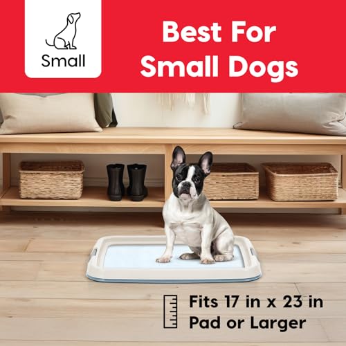 IRIS USA Pee Pad Holder for Dogs and Puppies, Potty Training Tray with Secured Latches, Non-Skid Feet, Leak Protection, Easy Clean Surface, Fits 17"x 23" Puppy Pads Size, Blue - color: Blue, size: 17" x 23"