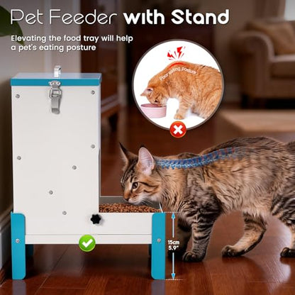 Automatic Dog Feeder 10L Auto Cat Feeder with Stand Gravity Dog Food Dispenser with A Detachable Feeding Tray, Galvanized Pet Feeding Station for Dogs & Cats (10L)