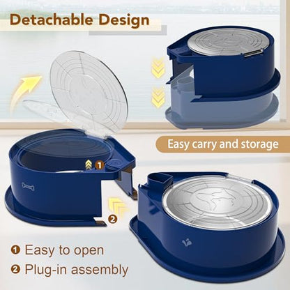 Newget Stainless Steel Dog Bowl Set with Lids, 304 Metal Dual Food & Water Bowls for Dogs & Cats, Large Capacity Pet Feeder with Cover Keeps Food Fresh, Anti-Skid Dog Dish for Small/Medium/Large Pets - color: Blue
