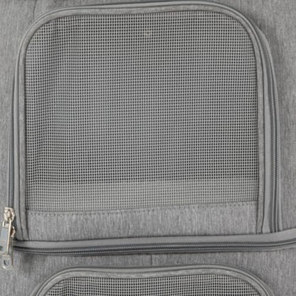 Double-Compartment Pet Rolling Carrier with Wheels, 13.78 * 10.24 * 24.01 in Ajustable Pet Carrier, 22.05 lbs Bearing Collapsible Pet Trolley Bag for Cats, Dogs, Pet Ferrets, Rabbits (Grey) - color: Grey