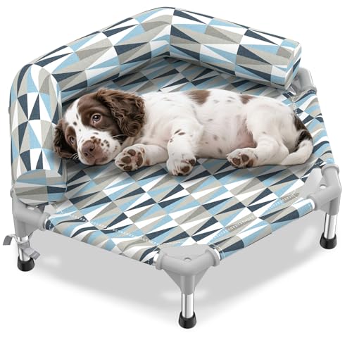 Orthopedic Dog Bed - Beds Bolster,Cooling Elevated Dog Beds with Metal Frame,Raised Dogs Bed,Easy to Assemble,Up to 50 lbs,Small (24.5" L x 24.5" W x 6.7" Th) - size: Bolster S