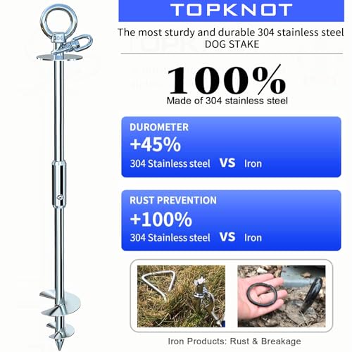 TOPKNOT Dog Tie Out Stake for Yard,(up to 300lbs),360° Swivel Dog Run Anchor,Use Any Tie Out Cable or Yard Leash- Outdoor Camping(Anchor Only) - size: dog stake+300lbs/Anchor Only