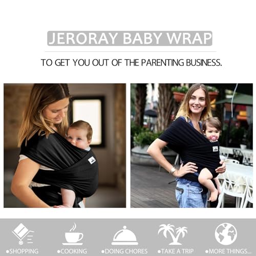 Baby Wraps Carrier, Jeroray Baby Carrier,Hands Free Infant Carrier, Lightweight,Breathable,Softness,Black - color: Black