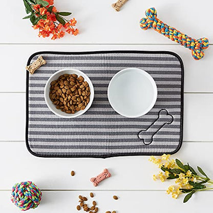 Bone Dry Machine Washable, Ultra Absorbent Pet Mat, 12x18, Gray Stripe (Pack of 2) - color: Gray Stripe, size: 12"L x 18"W (Pack of 2)