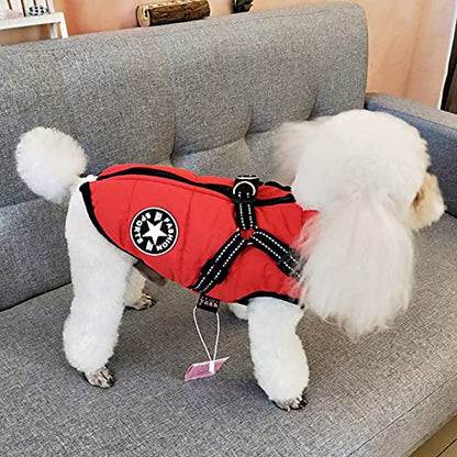 Aiboria Dog Jacket Dogs Vest Coat Windproof Warm Pet Fleece Dog Sweater Padded Vest with Chest Strap Harness Red S - color: Red, size: Small