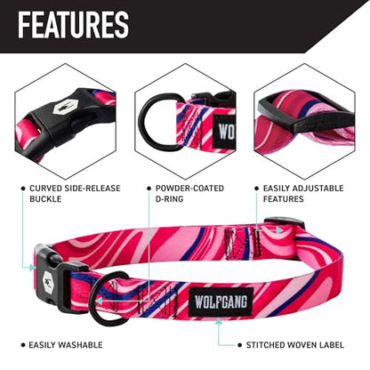 Wolfgang Heavy Duty, Adjustable Dog Collar with Quick Release Nylon Buckle for Walking & Training, MarbleSwirl Print, Small - color: MarbleSwirl Print, size: Small (5/8 Inch x 8-12 Inch)