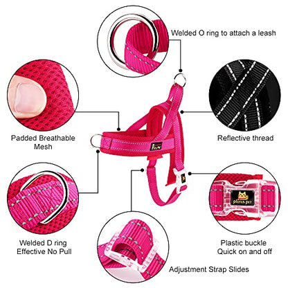 Plutus Pet No Pull Dog Harness with Breathable Mesh Padded, Adjustable Reflective Escape Proof Dog Harness, Quick Fit Dog Vest Harness for Small Medium Large Dogs(XXS, Pink) - color: Pink, size: XXS: chest 11.8"-15"