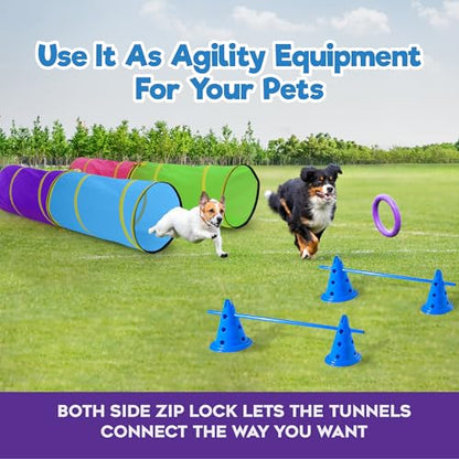 Hide N Side Kids Play Tunnels, Indoor Outdoor Crawl Through Tunnel for Kids Dog Toddler Babies Children, Pop up Tunnel Gift Toy (Multi, 4 Way)