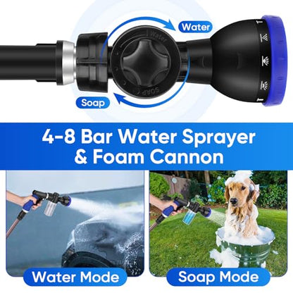 Pet Bathing Sprayer Kit,10 Spray Patterns, Adjustable Hose Wash Sprayer with 4 to 8 Bars Foam Blaster,Suitable for Pet Washing, Car Cleaning and Garden Use with 1/2” Quick Connector - style: Pet Bathing Sprayer Kit
