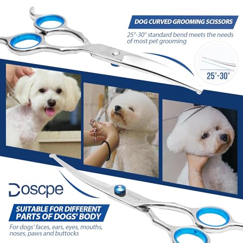 6 in 1 Professional Dog Grooming Scissors Set Pet Hair Cutting Shears Kit, Stainless Steel with Safe Rounded Tips for Dog Cat Other Animals, Right Left Handed