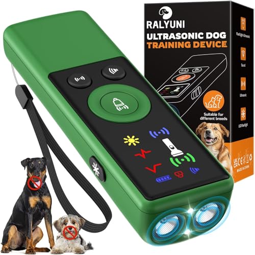 Ultrasonic Dog Bark Deterrent Device, Anti-Barking Control Device with LCD Screen & 3 Modes, Dog Training Tools to Stop Bad Behaviors, Safe Trainer Up to 35ft for Indoor Outdoor Use-03 - color: Army Green