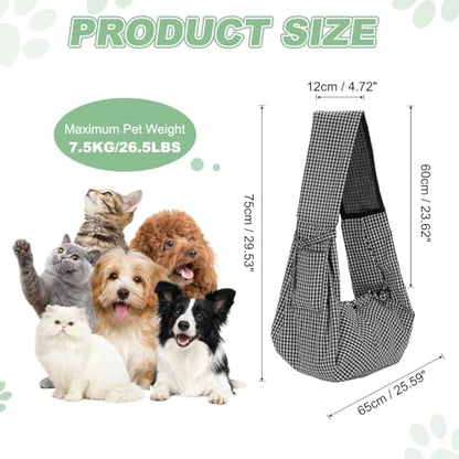 Dog Sling Carrier for Small Dogs and Cats Up to 16.5 Lbs, Breathable Texture with Pocket Pet Cross Body Shoulder Bag, (Black White, 1 Pcs) Intended for Outdoor Travel/Camp - color: Black White