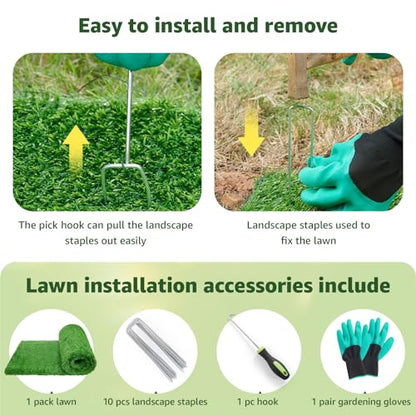 LOOBANI Synthetic Artificial Turf, Artificial Grass for Dog Potty with Drainage Holes, Fake Grass Rug for Garden Landscape Balcony Patio Backyard Decoration, 5 Feet x 8 Feet - size: 5 Feet x 8 Feet