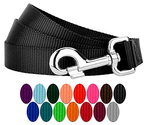 Country Brook Petz - Vibrant 17 Color Selection - Heavyduty Doublehandle Nylon Leash (6 Foot, 3/4 Inch Wide, Black) - color: Black