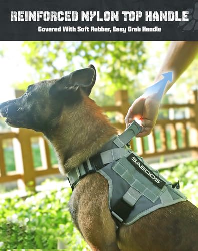 Tactical Dog Harness for Large Dogs Heavy Duty with Handle No-Pull Service Vest Breed Adjustable Military Walking Training Hunting Grey L - color: Grey, size: L