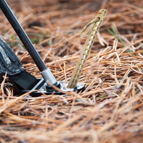 OUNONA 12.8 Inch Steel Tie Out Stake for Cattle Sheep Goat with Strong Ring Ground Anchor for Livestock Tying in Pastures and Outdoor Use