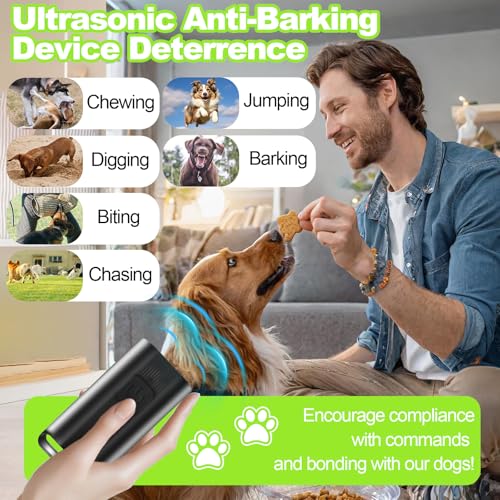 Mini Ultrasonic Dog Bark Deterrent Device - Stop Dog Barking Device for Own or Neighbor's Dog, Rechargeable Anti Barking Dog Trainer Portable Stop Barking Pet Training Tool
