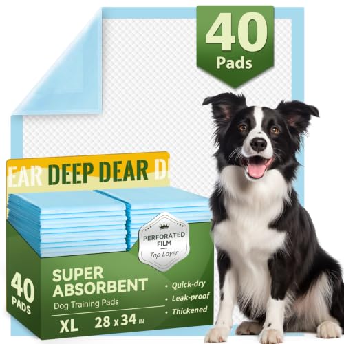 DEEP DEAR XLarge Dog Pads 28"x34", 40 Count Puppy Pads for Potty Training, Heavy Duty Pee Pads for Dogs, Dog Potty Pads for Pups, Kittens, Rabbits, Quick Drying & No Leaking Pet Pads for Housetraining - size: XLarge: 28"x34" - 40 Count
