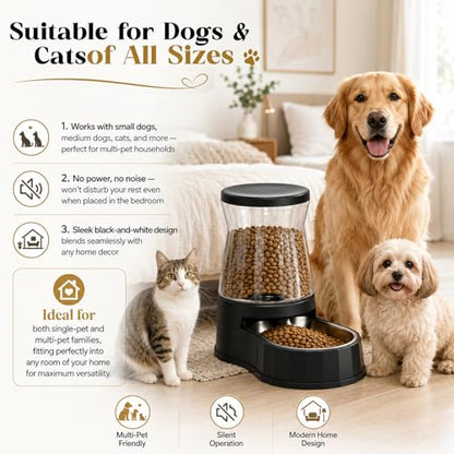 Automatic Dog Feeder Dispenser 3 Gallon/11L Gravity Stainless Steel Dog Food Feeder, BPA-Free Large Capacity Food Feeding Bowls for Medium & Large-Sized Dogs,Cats - size: 3 Gallon Feeder