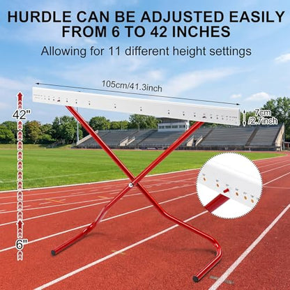 Jenaai 2 Set Adjustable Height Hurdles Training Equipment, Sports Track and Field Equipment, Portable Adjustable Hurdles, Practice Training from 6 to 42 Inch, Including Ropes to Secure