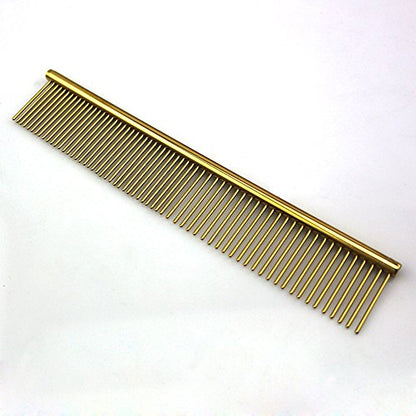 ZoCr Stainless Steel Pet Comb for Dogs Cats, Pet Grooming Comb with Different Spaced Rounded Teeth (Golden) - color: Golden