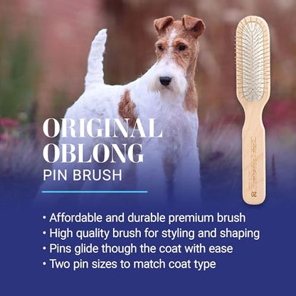 Chris Christensen 20 mm Oblong Pin Dog Brush, Original Series, Groom Like a Professional, Stainless Steel Pins, Lightweight Beech Wood Body, Ground and Polished Tips - size: 20mm