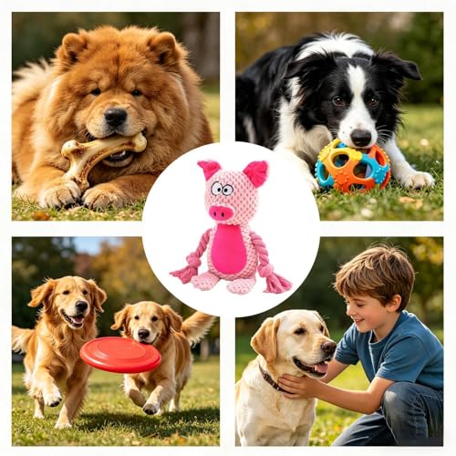 Dog Toys, Aggressive Chew Set, 7.87x3.94x2.36 Inches Squeaky Ball with Fun Playtime, Interactive Chewer with Easy Grip, Gear Accessories for Puppy Cat Small Animals Indoor Outdoor Training Play Care