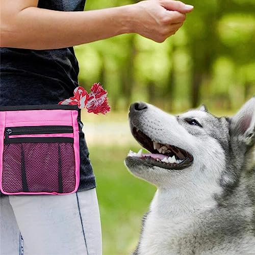 STMK Dog Treat Pouch Dog Clicker Training Kit, Dog Training Treat Pouch Dog Clicker for Training, 3 Ways to Wear Easily Carries Treat Pouches for Pet Training (Pink) - color: Pink