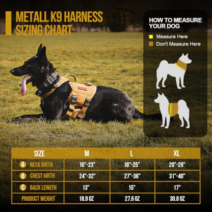 OneTigris Tactical Dog Harness with 5X Metal Buckle,Dog MOLLE Vest with Handle,No Pulling Front Clip,Hook and Loop Panel for Dog Custom Patch - color: Brown, size: L