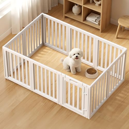 Dog Playpen, Clear Dog Pen, Dog Pen Indoor, Easy to Install and Remove Dog Play Pen, Puppy Playpen Suitable for Dogs, Cats,Dog Playpen Indoor (White, 23.6 inch Height, 10 Panels) - color: white, size: 23.6"Height