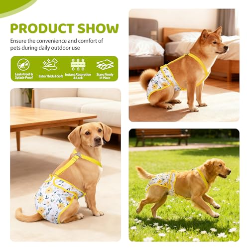 3 Pack Washable Dog Diapers Female with Suspenders Diaper for Dogs Reusable Dog Diapers Dog Period Panties for Doggie in Cycle (Medium) - size: M