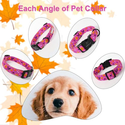 Halloween Dog Collar, Cute Pumpkin Bat Pattern Halloween Purple Puppy Collar, Soft Adjustable Cotton Dog Collars for Small Medium Large Boy&Girl Dogs XS - color: Purple Pumpkin Bat, size: XS