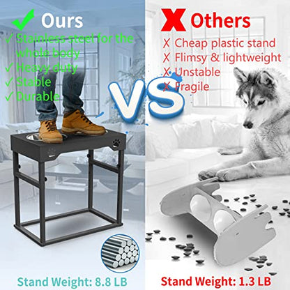 Elevated Dog Bowls, Adjustable Stainless Steel Bowls for Large, X/XL, Medium, Small Sized Dogs, Nonslip, 2 in 1