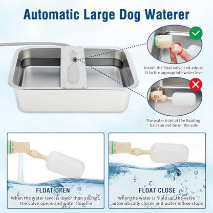 BWOGUE 5 Gal Automatic Dog Water Dispenser for Large Dogs Stainless Steel Outdoor Water Bowl Large Breed Self Filling Dog Waterer Feeder for Dogs Cat Chicken Livestock - size: 5 Gal