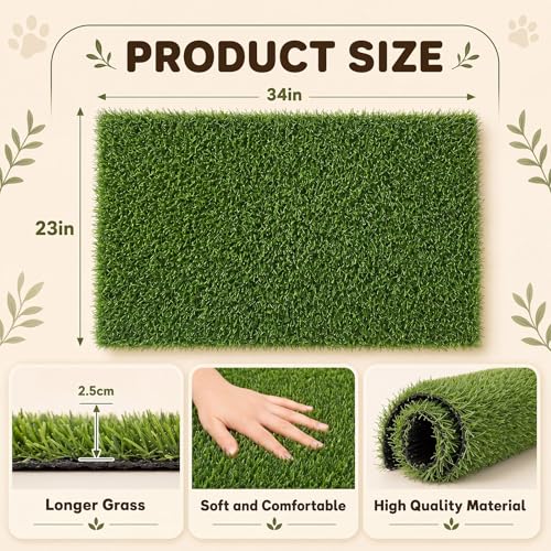 Fanfanwin 4 Pack Large Dog Grass with Washable Pee Pads 33"x23", 2 Artificial Grass for Dog Potty Training, 2 Reusable Puppy Pee Pad Absorbent Indoor Outdoor Pet Turf Patch for Apartment Balcony Patio - size: 33 x 23 Inch