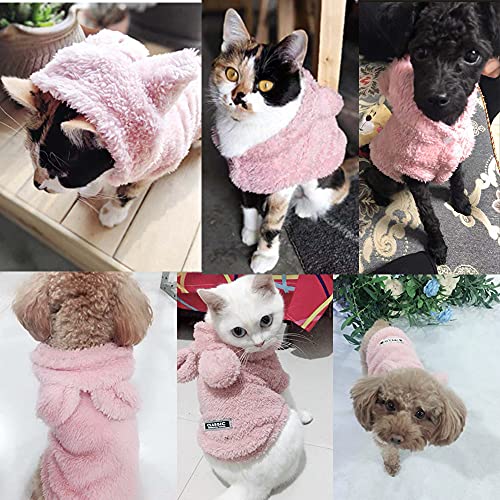 Easter Dog & Cat Outfit - Bunny Ears Hoodies, Fleece Puppy Sweatshirt, Warm Dog & Cat Costume (Small, Pink) - color: Pink, size: Small