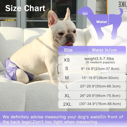 JoyDaog Female Dog Diapers for Small Dogs,4 Pack Reusable Washable Premium Puppy Diapers for Heat,Incontinence,Period Doggy Nappies,S - size: Small (Pack of 4)
