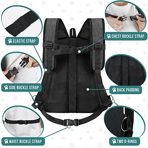 PetAmi Adjustable Dog & Cat Chest Carrier Backpack, Ventilated for Hiking & Camping, Small to Large Pets, Max 10 lbs, Dark Gray - color: Dark Gray, size: Medium (15x8x15.5)