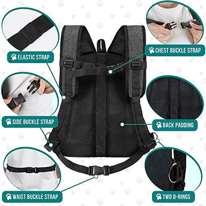PetAmi Adjustable Dog & Cat Chest Carrier Backpack, Ventilated for Hiking & Camping, Small to Large Pets, Max 10 lbs, Dark Gray - color: Dark Gray, size: Medium (15x8x15.5)