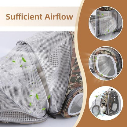 TOYSINTHEBOX Cat Backpack Carrier Back Expandable Bubble Pet Carrier Backpack for Large Cat, Kitten and Dog, Designed for Hiking, Camo - color: Camo