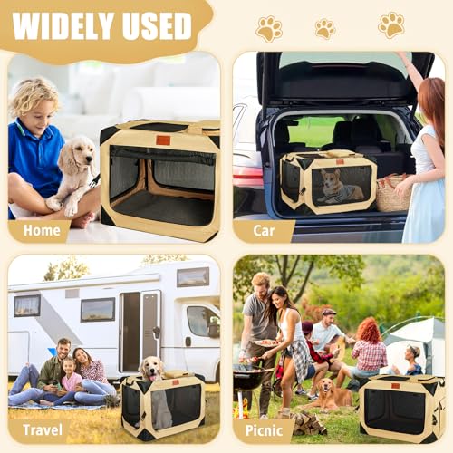 AlfaTok Collapsible & Foldable Dog Crate - Portable & Soft for Large Dogs, 36 x 25 x 25 Inch