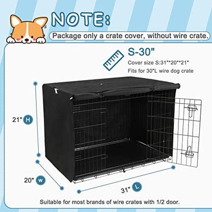 Deblue Durable Medium Dog Crate Cover, Windproof Dog Kennel Covers Fit 30 inch Wire Crate Cover Black - (30 inches, Black) - color: Black, size: 30.0"L x 19.0"W x 21.0"H