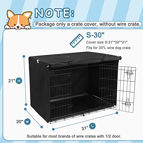 Deblue Durable Medium Dog Crate Cover, Windproof Dog Kennel Covers Fit 30 inch Wire Crate Cover Black - (30 inches, Black) - color: Black, size: 30.0"L x 19.0"W x 21.0"H